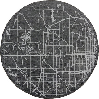 Omaha, Nebraska Round Slate Coaster