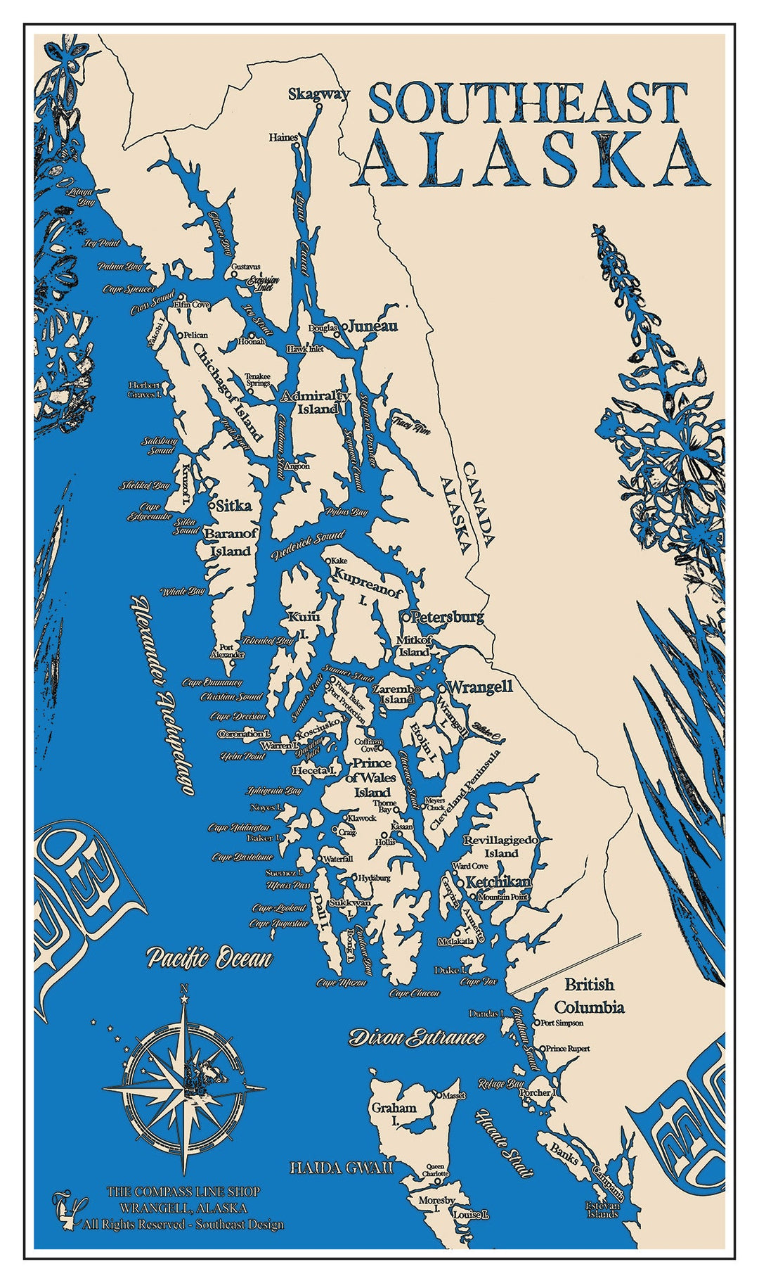 FP1513 - Southeast Alaska Printed Map (Bronze)