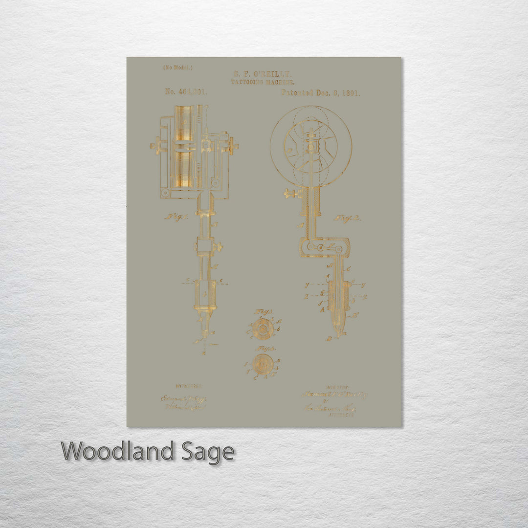 FP0592 - Tattooing Machine Engraved Patent (Gold)