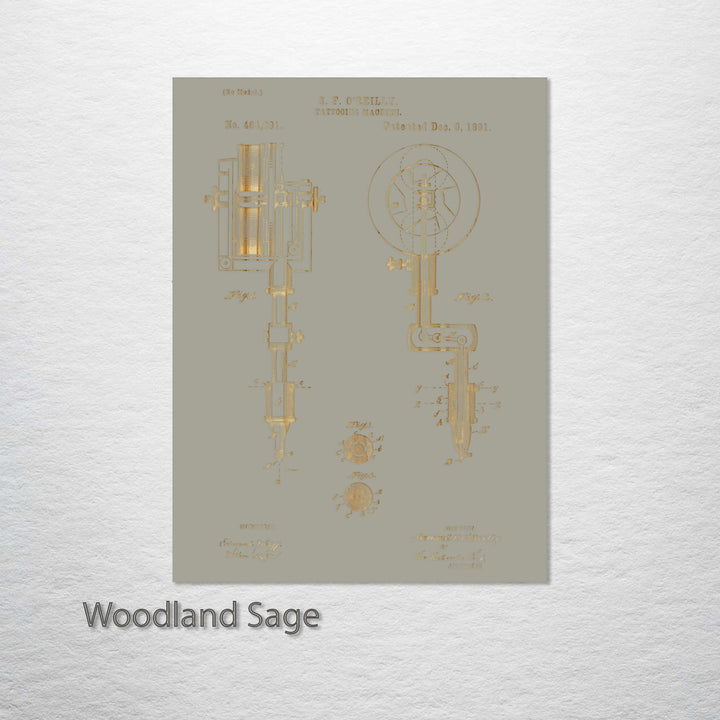 FP0592 - Tattooing Machine Engraved Patent (Gold)