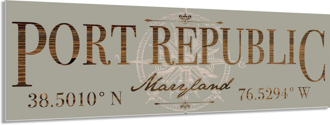FP1354 - Port Republic, MD Compass Engraved Stick (Bronze)