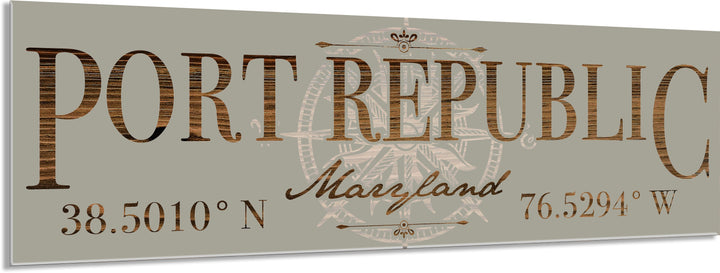 FP1354 - Port Republic, MD Compass Engraved Stick (Bronze)