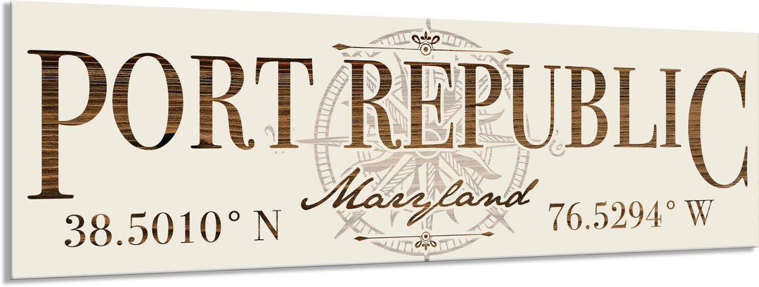 FP1354 - Port Republic, MD Compass Engraved Stick (Bronze)