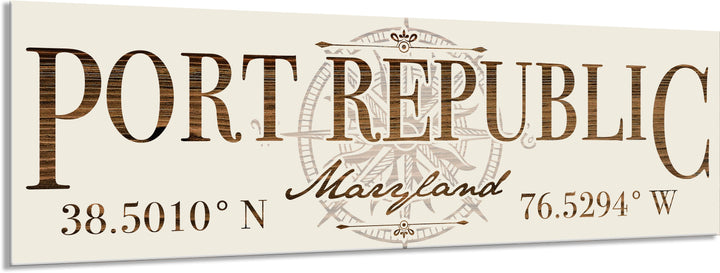 FP1354 - Port Republic, MD Compass Engraved Stick (Bronze)