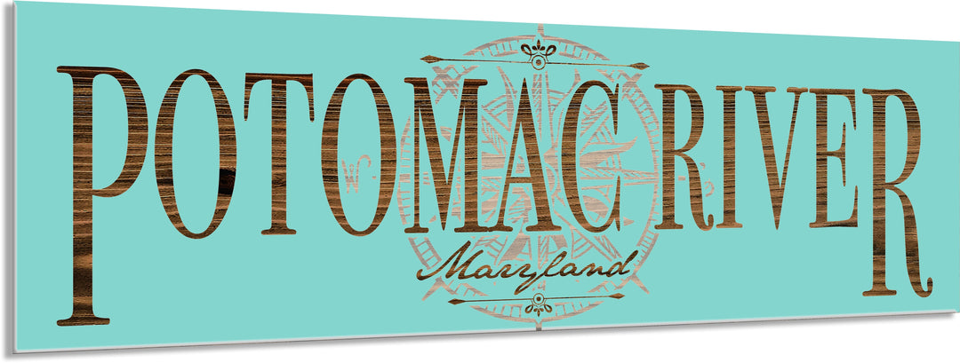 FP1354 - Potomac River, MD Compass Engraved Stick (Bronze)