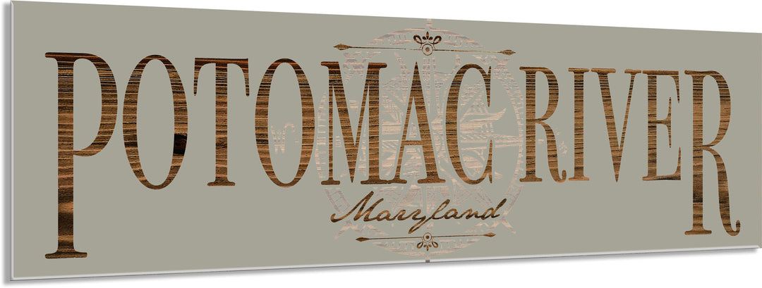 FP1354 - Potomac River, MD Compass Engraved Stick (Bronze)