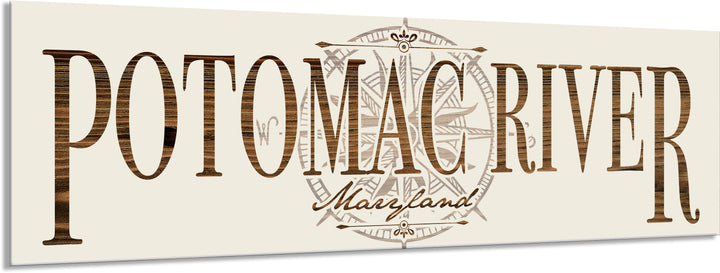 FP1354 - Potomac River, MD Compass Engraved Stick (Bronze)