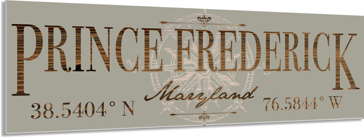 FP1354 - Prince Frederick, MD Compass Engraved Stick (Bronze)