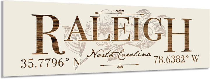 FP0849 - Raleigh, NC Flower Engraved Stick (Standard)