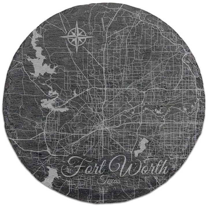 Fort Worth, Texas Round Slate Coaster
