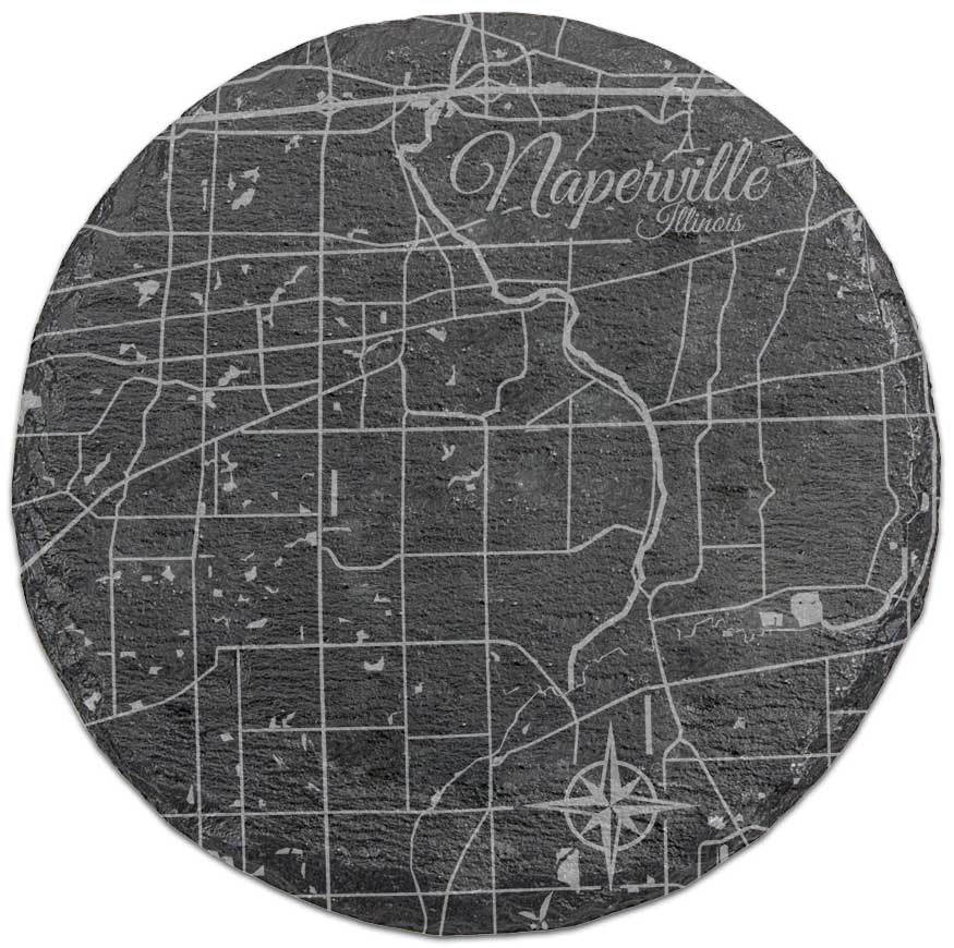 Naperville, Illinois Round Slate Coaster
