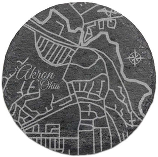 Akron, Ohio Round Slate Coaster
