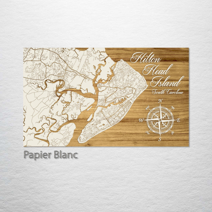 Hilton Head Island, South Carolina Engraved Map (Standard)