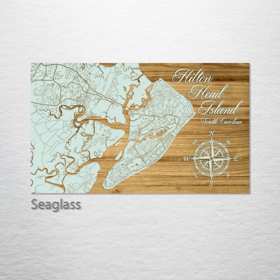 Hilton Head Island, South Carolina Engraved Map (Standard)