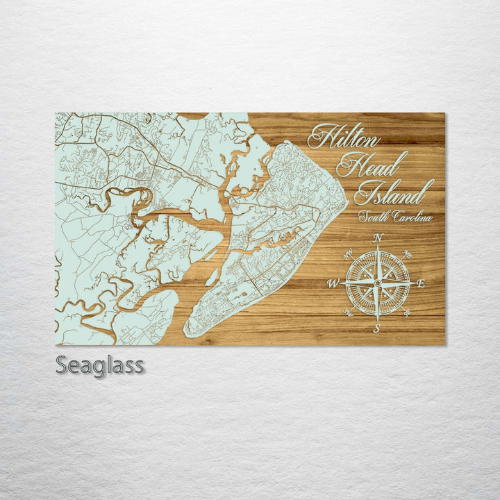 Hilton Head Island, South Carolina Engraved Map (Standard)