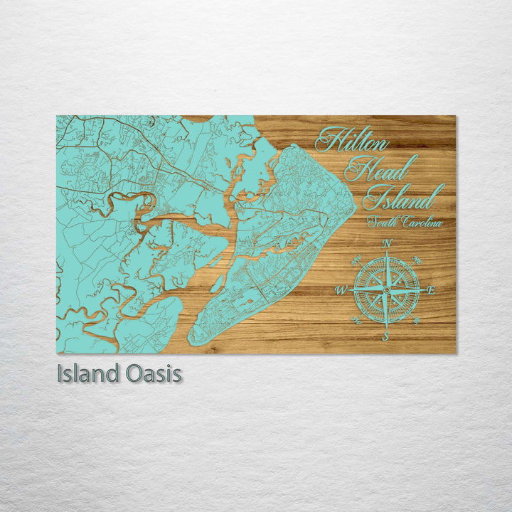 Hilton Head Island, South Carolina Engraved Map (Standard)