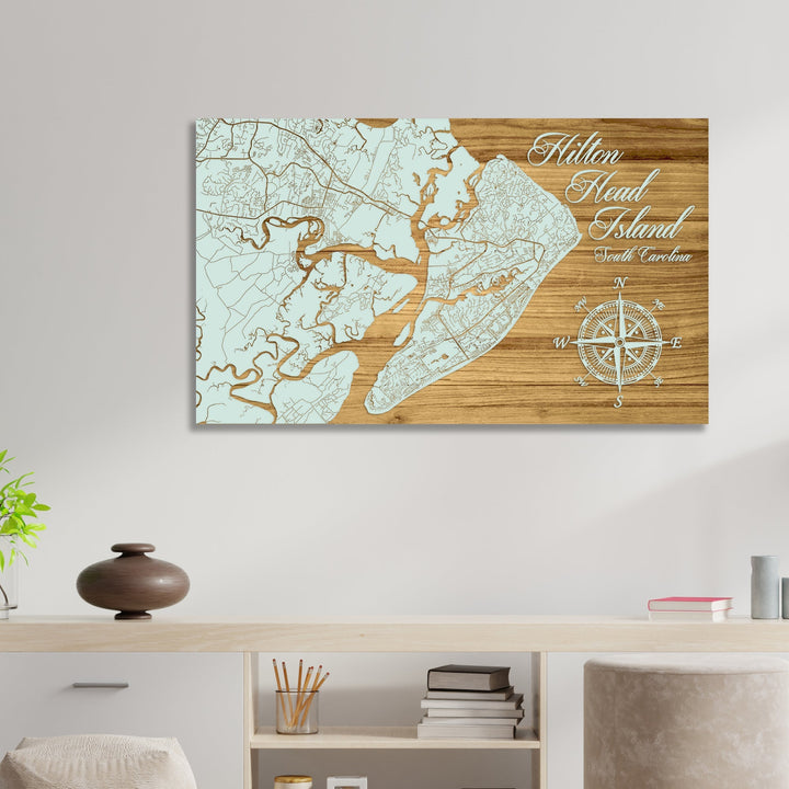 Hilton Head Island, South Carolina Engraved Map (Standard)