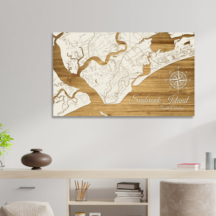 FP0736 -Seabrook Island, SC Engraved Map (Bronze)