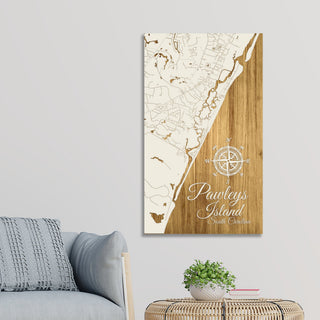 Pawleys Island, South Carolina Engraved Wood Wall Map