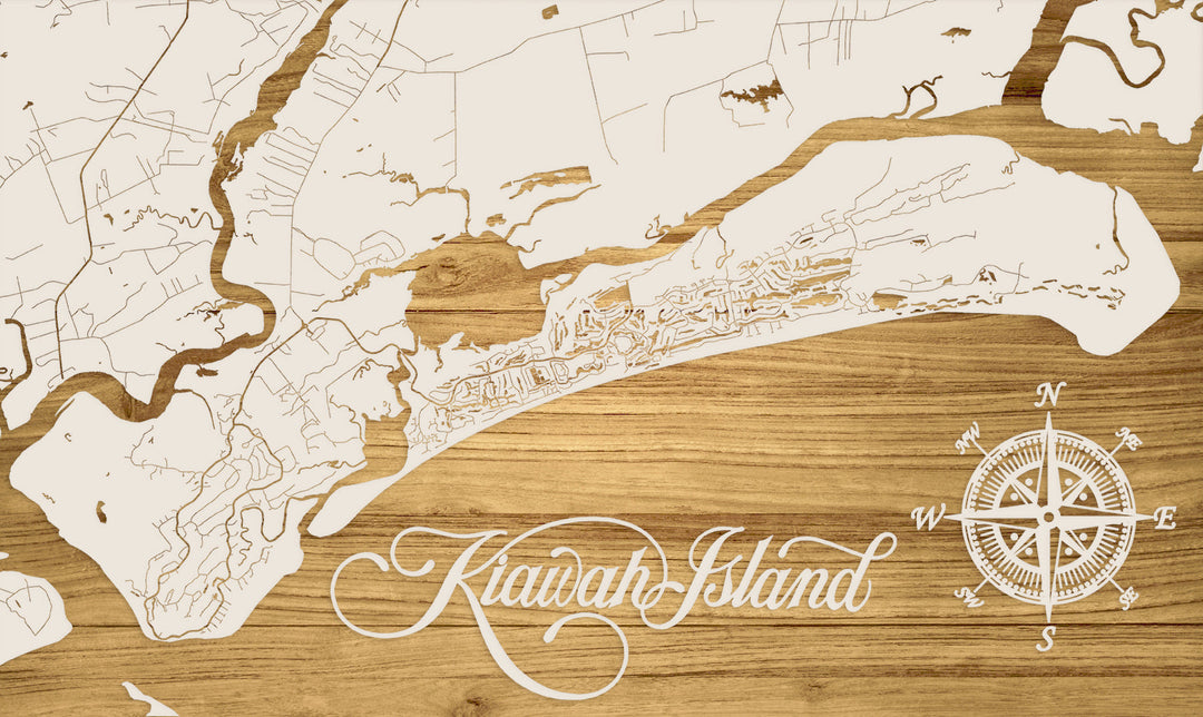 FP0736 - Kiawah Island, SC Engraved Map (Bronze)