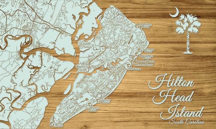 Hilton Head Island Plantations Beaches Palm Moon, SC Engraved Map