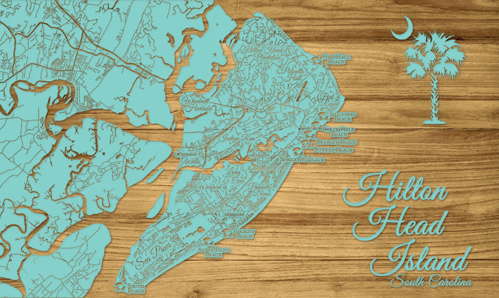 Hilton Head Island Plantations Beaches Palm Moon, SC Engraved Map