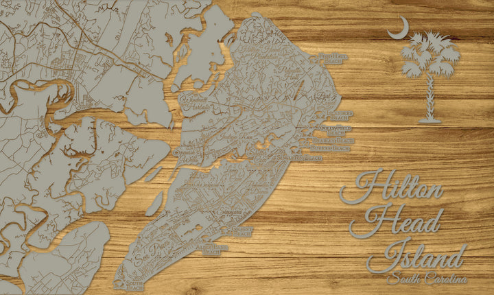 Hilton Head Island Plantations Beaches Palm Moon, SC Engraved Map