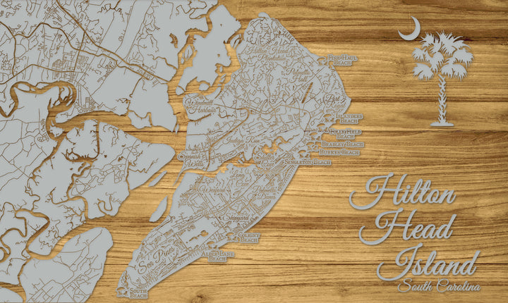 Hilton Head Island Plantations Beaches Palm Moon, SC Engraved Map