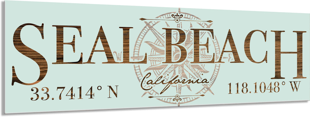 FP0680 - Seal Beach, CA Compass Engraved Stick (Bronze)