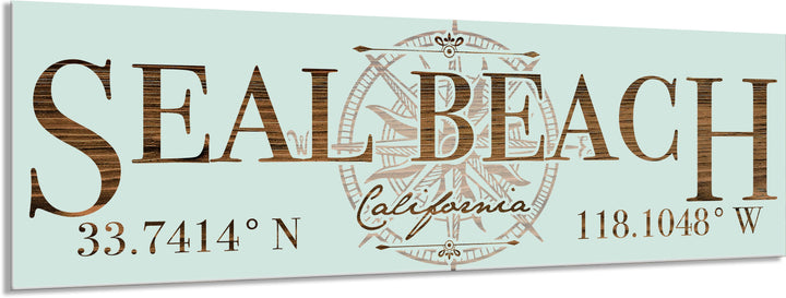 FP0680 - Seal Beach, CA Compass Engraved Stick (Bronze)