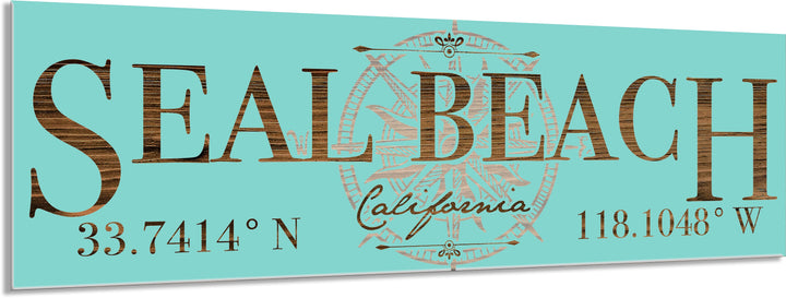 FP0680 - Seal Beach, CA Compass Engraved Stick (Bronze)