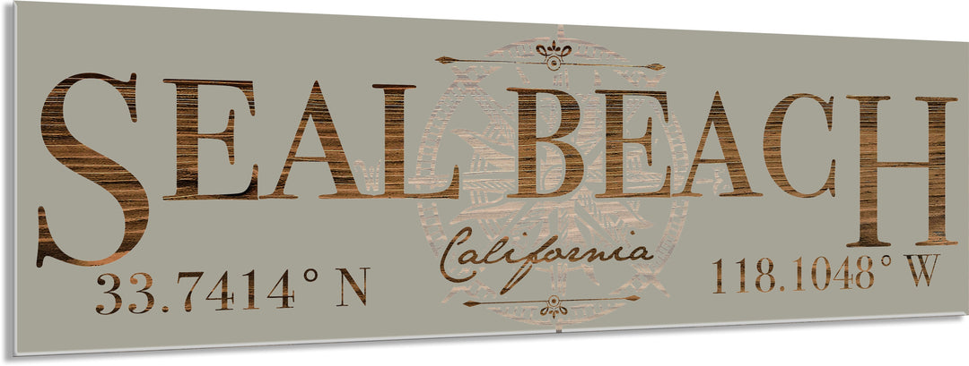 FP0680 - Seal Beach, CA Compass Engraved Stick (Bronze)