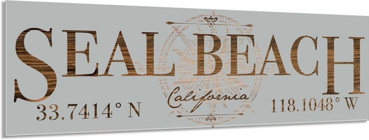 FP0680 - Seal Beach, CA Compass Engraved Stick (Bronze)