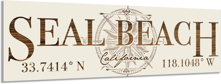 FP0680 - Seal Beach, CA Compass Engraved Stick (Bronze)