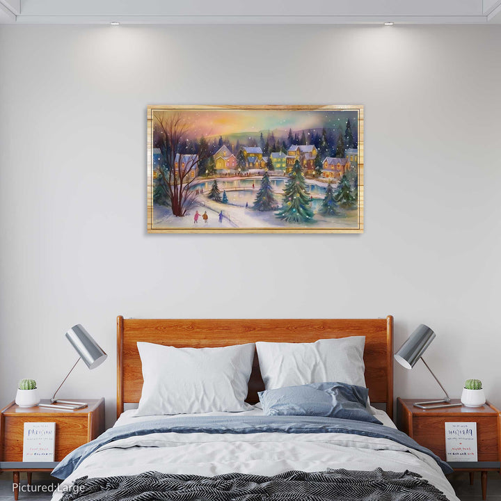 FP0264 - Christmas Village with Ice Pond Engraved Map (Silver)