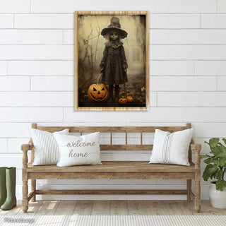 Creepy Child with Pumpkins