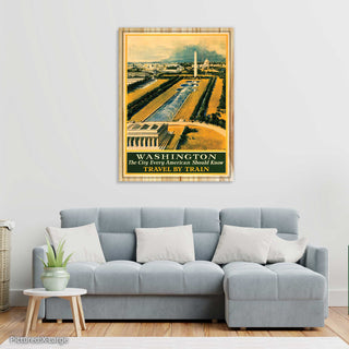 Washington D.C., Travel By Train Vintage Travel Poster