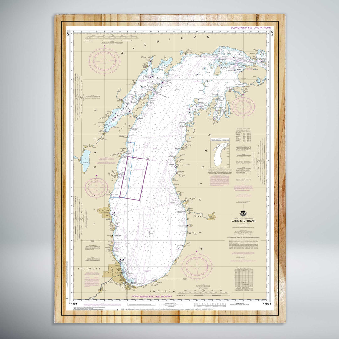 FP0447 - Lake Michigan Printed Nautical Patent (NOAA) (Standard)