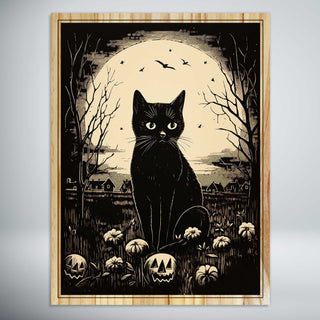 Black Cat Wood Engraving