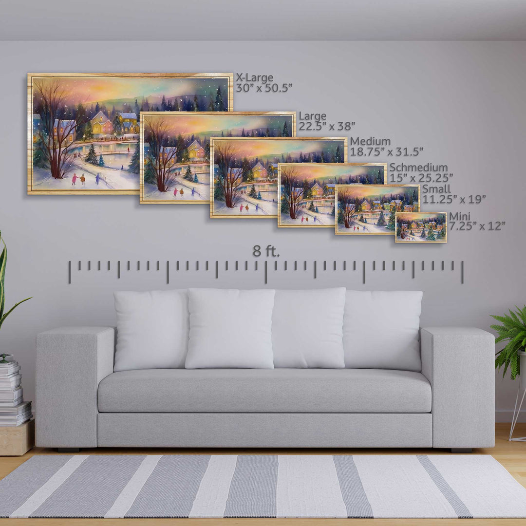 FP0264 - Christmas Village with Ice Pond Engraved Map (Silver)