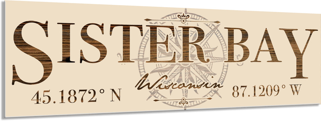FP0151 - Sister Bay, WI Compass Engraved Stick (Bronze)