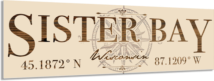 FP0151 - Sister Bay, WI Compass Engraved Stick (Bronze)