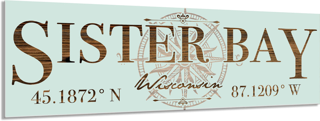 FP0151 - Sister Bay, WI Compass Engraved Stick (Bronze)