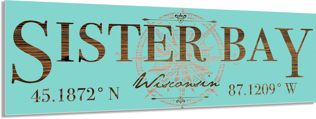 FP0151 - Sister Bay, WI Compass Engraved Stick (Bronze)