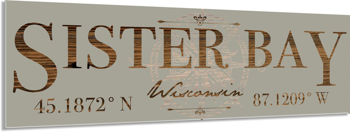 FP0151 - Sister Bay, WI Compass Engraved Stick (Bronze)