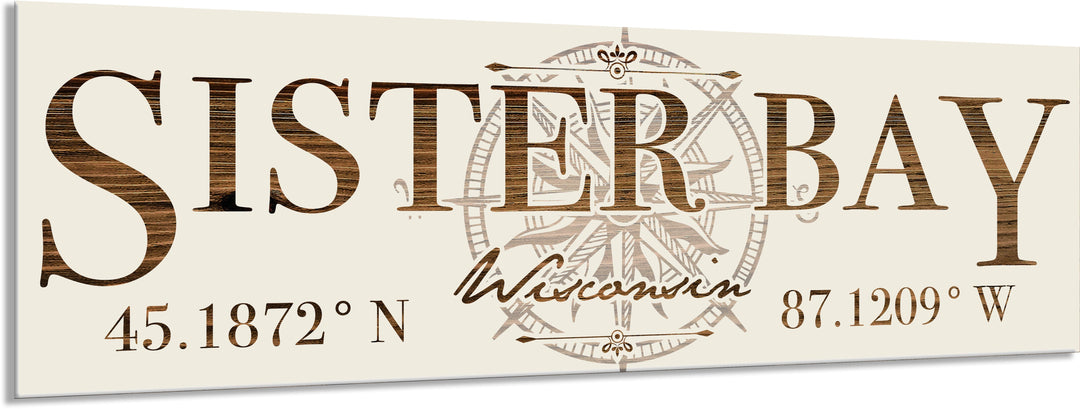 FP0151 - Sister Bay, WI Compass Engraved Stick (Bronze)
