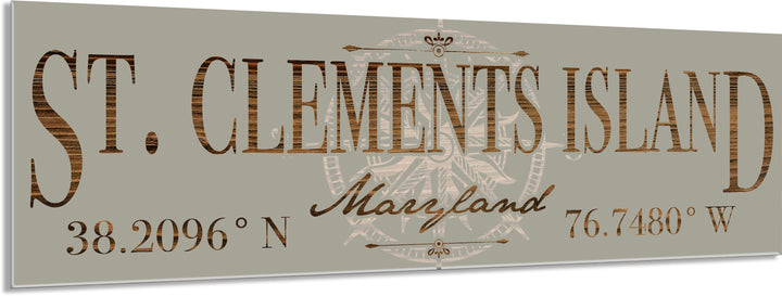 FP1354 - St. Clements Island, MD Compass Engraved Stick (Bronze)