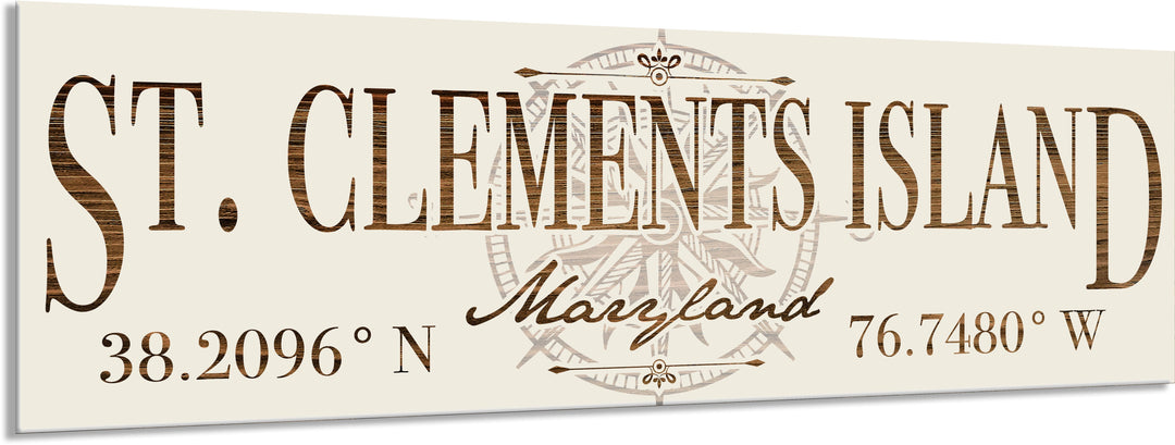 FP1354 - St. Clements Island, MD Compass Engraved Stick (Bronze)