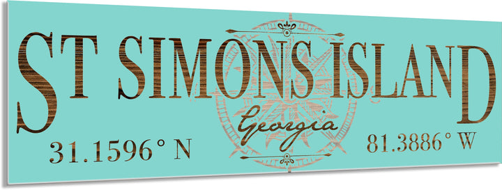 FP0732 - St Simons Island, GA Compass Engraved Stick (Standard)