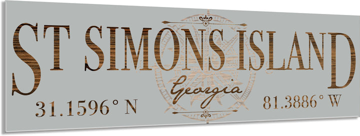 FP0732 - St Simons Island, GA Compass Engraved Stick (Standard)
